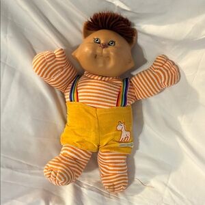 Xavier Robert’s Cabbage Patch Kids Koosca Cat doll. Yellow overalls,about 15”t